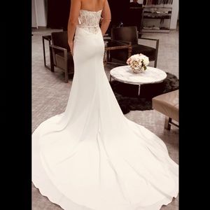Custom Designed Strapless Crepe Wedding Gown